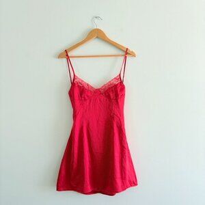 Princess Polly Satin Lace Cup Joy Mini Dress Red Size 4